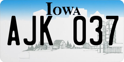IA license plate AJK037