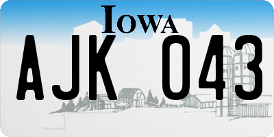 IA license plate AJK043