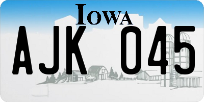 IA license plate AJK045