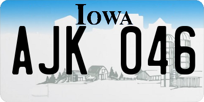 IA license plate AJK046