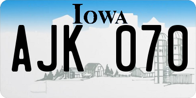 IA license plate AJK070