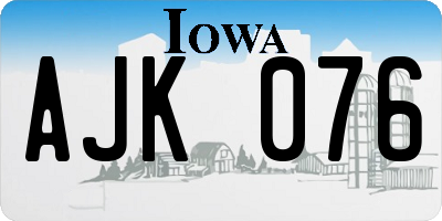 IA license plate AJK076