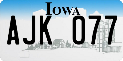 IA license plate AJK077