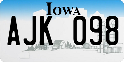 IA license plate AJK098