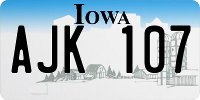 IA license plate AJK107