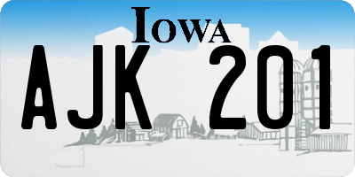 IA license plate AJK201