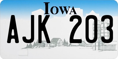 IA license plate AJK203