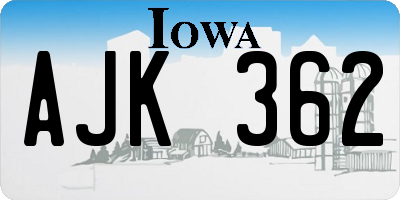 IA license plate AJK362