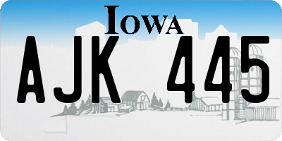 IA license plate AJK445