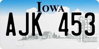 IA license plate AJK453