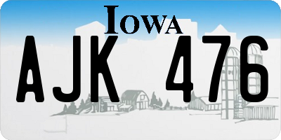 IA license plate AJK476