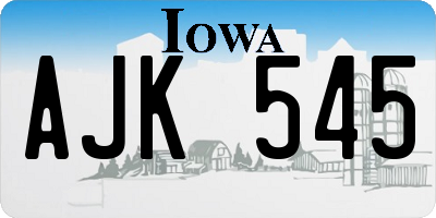 IA license plate AJK545