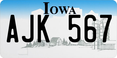 IA license plate AJK567