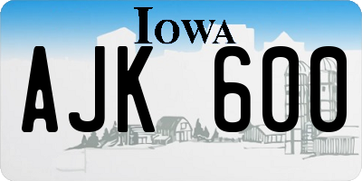 IA license plate AJK600