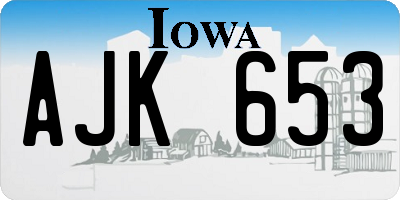 IA license plate AJK653