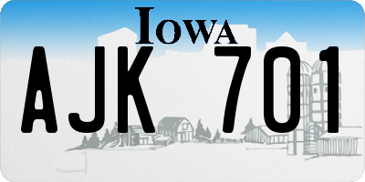 IA license plate AJK701