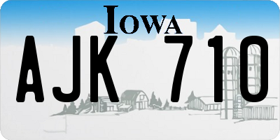 IA license plate AJK710