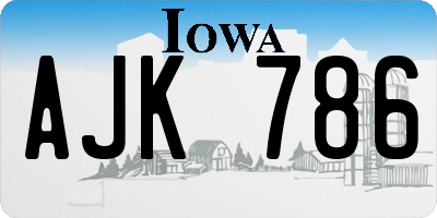 IA license plate AJK786