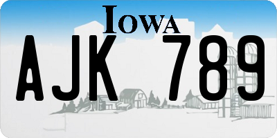 IA license plate AJK789