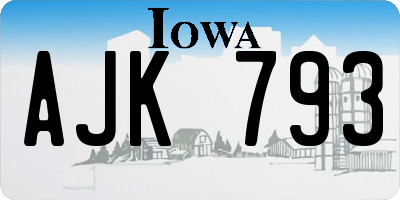 IA license plate AJK793