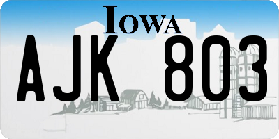 IA license plate AJK803