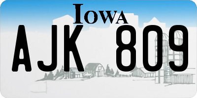 IA license plate AJK809