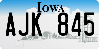 IA license plate AJK845