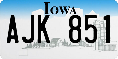 IA license plate AJK851
