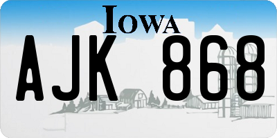 IA license plate AJK868
