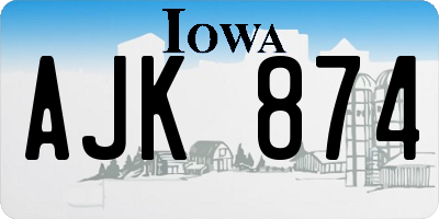 IA license plate AJK874