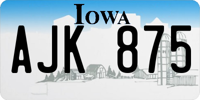 IA license plate AJK875