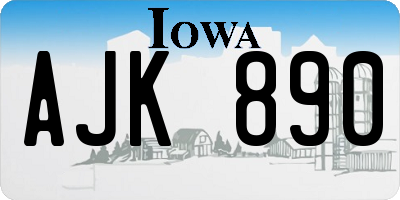 IA license plate AJK890