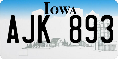 IA license plate AJK893