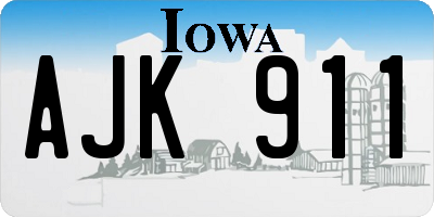 IA license plate AJK911