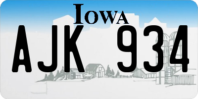 IA license plate AJK934