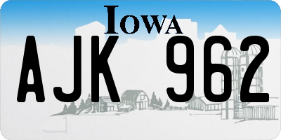 IA license plate AJK962