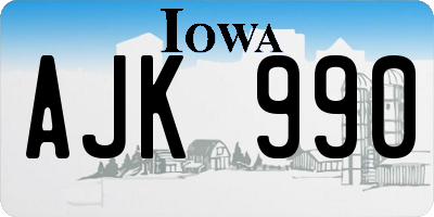IA license plate AJK990