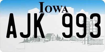 IA license plate AJK993