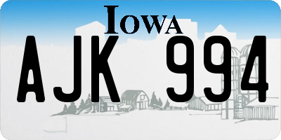 IA license plate AJK994