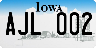 IA license plate AJL002