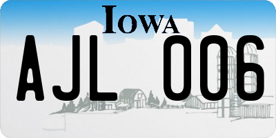 IA license plate AJL006