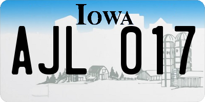 IA license plate AJL017
