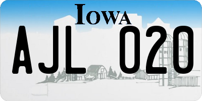 IA license plate AJL020