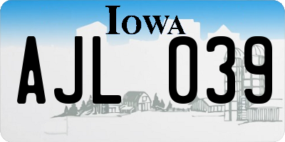 IA license plate AJL039