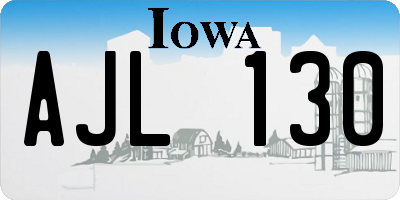 IA license plate AJL130