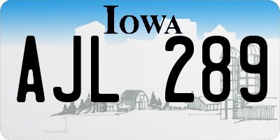 IA license plate AJL289