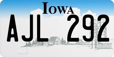IA license plate AJL292