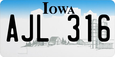 IA license plate AJL316