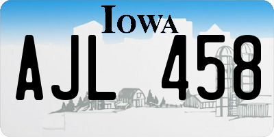 IA license plate AJL458
