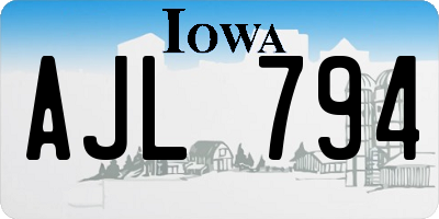 IA license plate AJL794
